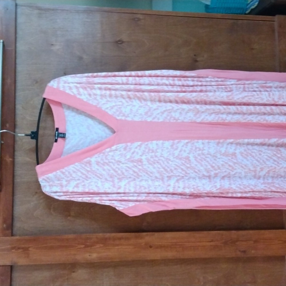 Coral and White Women's Sleepwear Gown